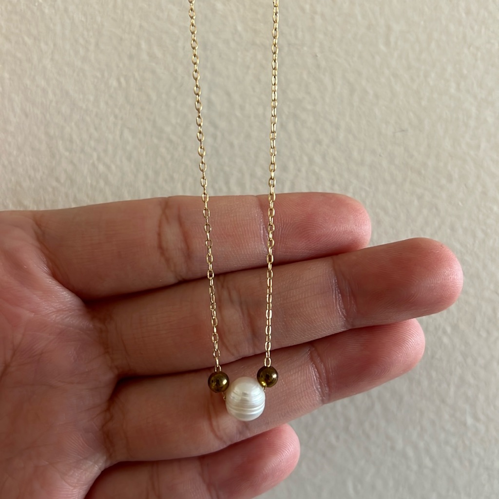 Gold Filled Pearl With Gold Filled Beads Necklace